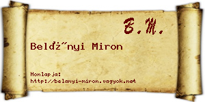 Belányi Miron névjegykártya